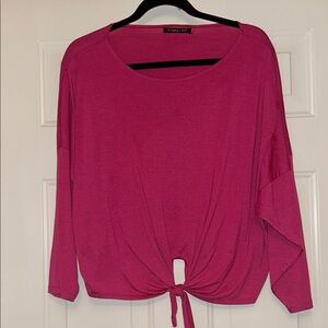 Do Everything in Love Top Pink Tie-Front Dolman Sleeve One Size Loose Fit